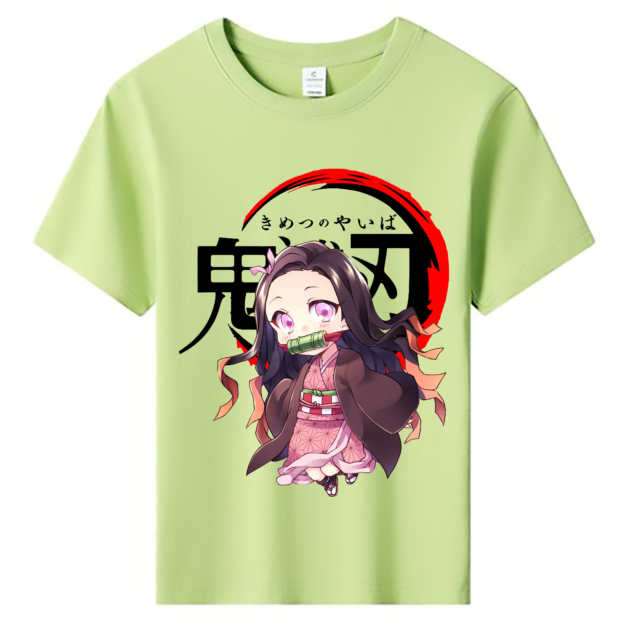 （画像用） 鬼滅の刃（きめつのやいば）竈門 禰󠄀豆子／かまど ねずこ Kamado Nezuko 綿100％キッズTシャツ（フロントプリント）
